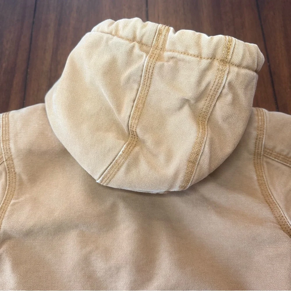 Vintage Carhartt Quilt‎ Lined Full Zip Hooded Denim Jacket 90s Brown Toddler 3T